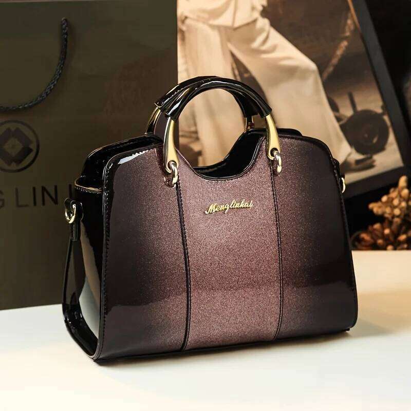 Luxurious designer Stylish mom handbag shoulder patent leather gradient middle-aged lady cross-body bag handbags