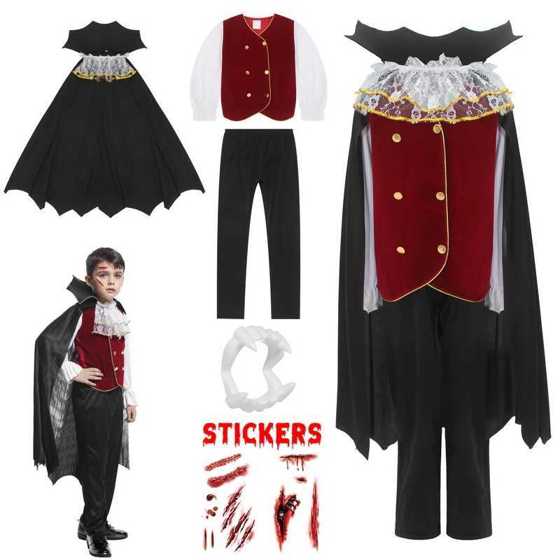 Boys Halloween Vampire Cosplay Costume for Kids Carnival Par Dress up Outfit Children Role Play Costumes with False Teeth Z250725