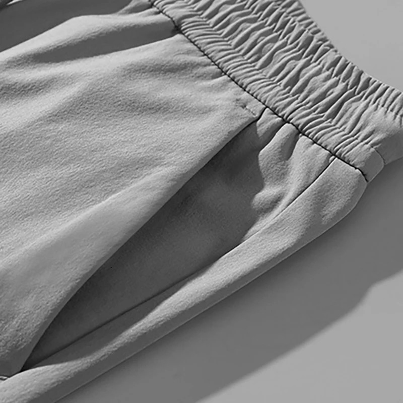 Ice Silk Mens Pants 2025 Summer Black Gray Thin Business Casual Outdoor Elastic Breathable Straight Leg Sweatpants 250725