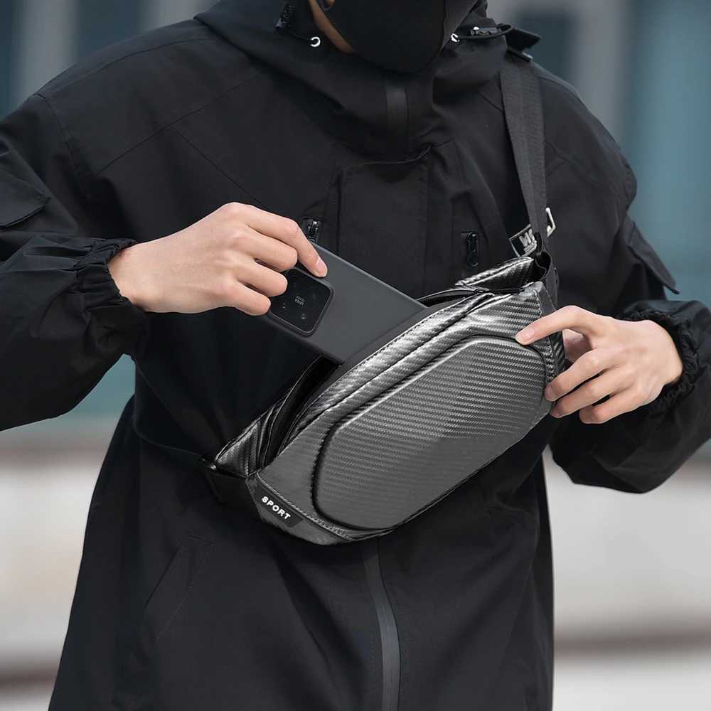 Mens carbon fiber skin mini shoulder bag bags for men sling bag mens bag Y250724