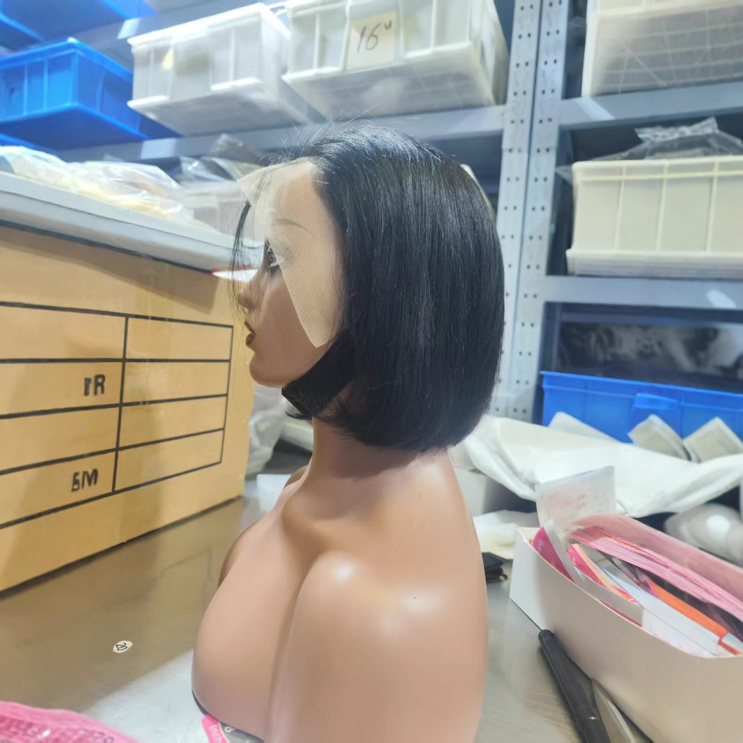 10A 100% real hair 13*4 big lace glueless human hair BOB wig large in stock