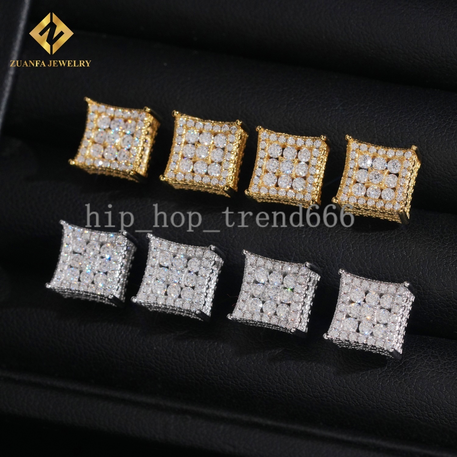 Factory Direct Fashion Stud Earring 925 Sterling Silver Jewelry VVS Moissanite Iced Out Screw Back Earrings