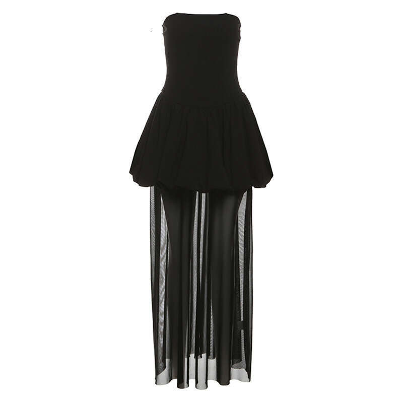 2025 Summer New Sleeveless Backless Tube Top Floral Waist Slimming Puff Long Dress for Women d55