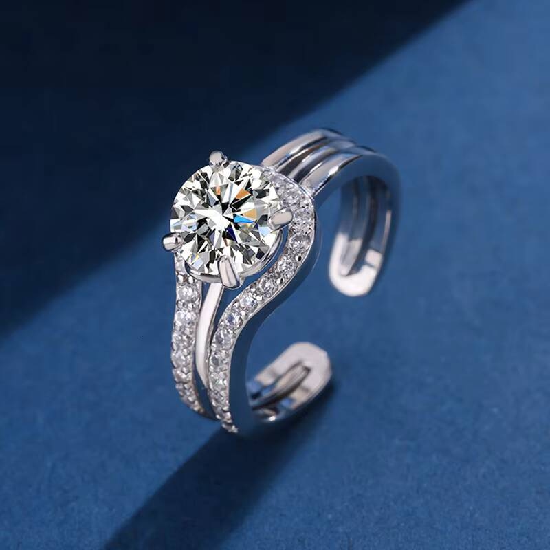 Mid-to-High-End 925 Silver Minimalist Moissanite Rings Sleek Twisted Bands Classic Luxurious Accessories Custom Bulk Orders