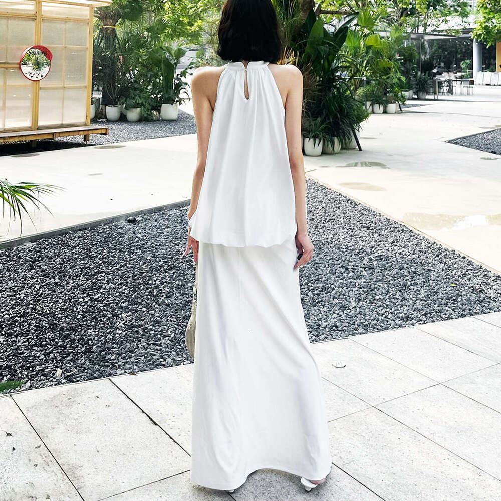 2025 Summer New Korean Style Versatile Elegant Slim Sleeveless Top High Waist Slimming Skirt for Women 16b