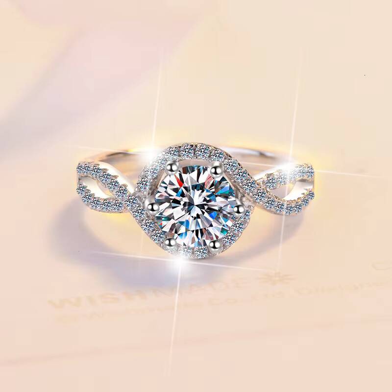 Colorful Moissanite Ring Versatile Ring Ladies Ring High-end Feel 925 Sterling Silver Moissanite Ring