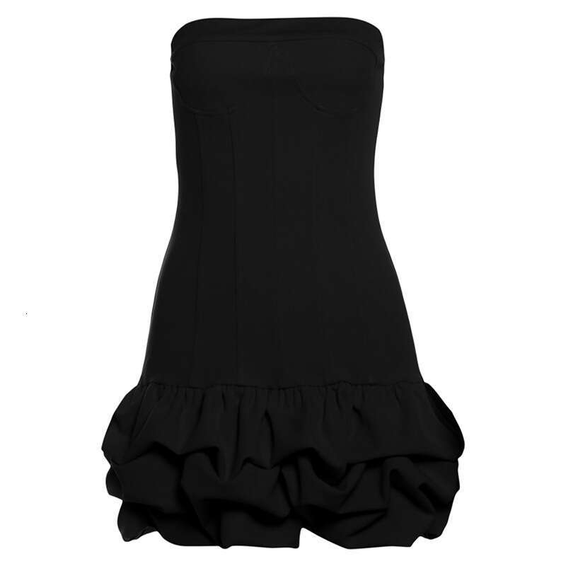 2024 Autumn Winter New Women's Solid Color Slim High Waist Fashion Off-Shoulder Tube Dress f29