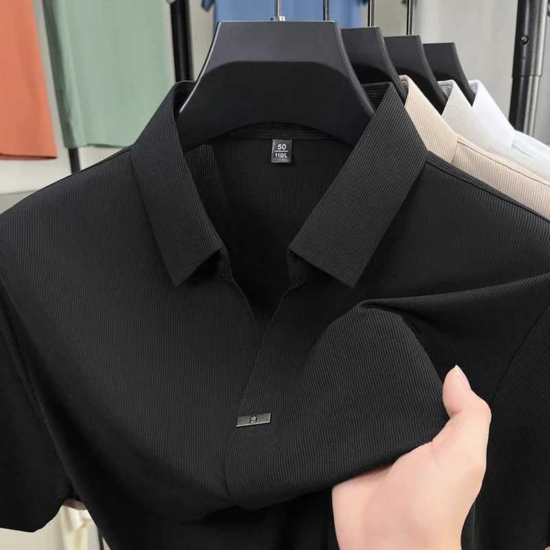 2025 New Mens Casual and Fashionable Solid Color Short Sleeve Polo Shirt Comfortable and Versatile Summer T-shirt XJ250725