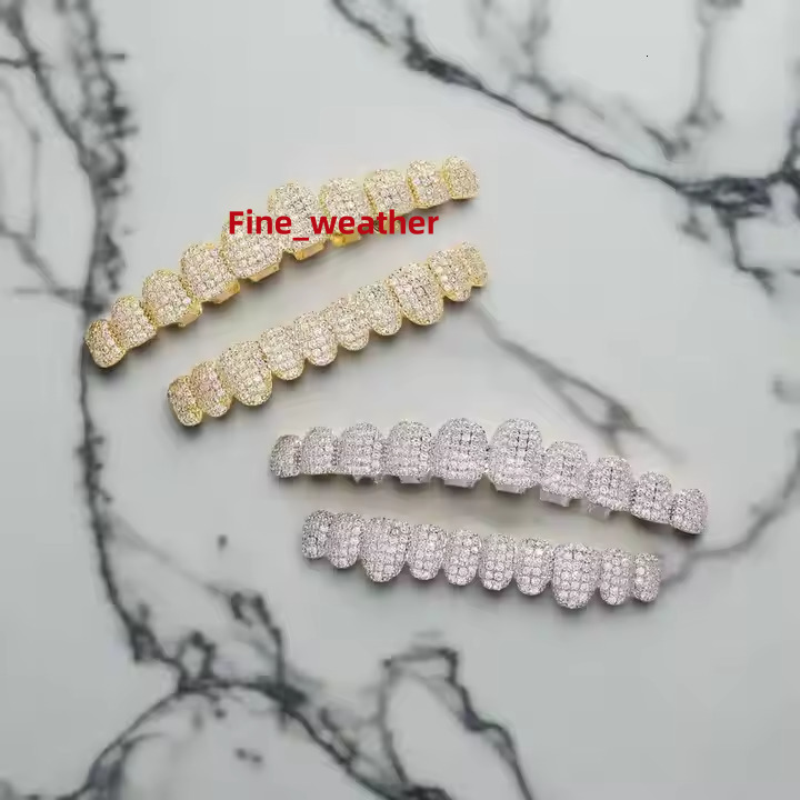 Engraved Design 10K Gold Plated Moissanite Round Cut Diamond Fine Grillz with Deep and Glossy Finish For Gifting Some One