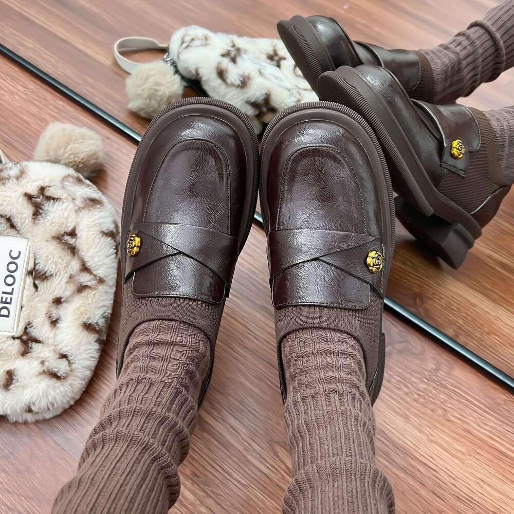 Designer Small Women, High-End Comfortable Soft Leather Shallow Loafers, Versatile Uniform Shoes for Women