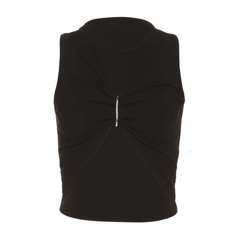 2023 Spring Summer New Women's Solid Color Slim Fit Crop Top Street Fashion Round Neck Sleeveless Vest c6d