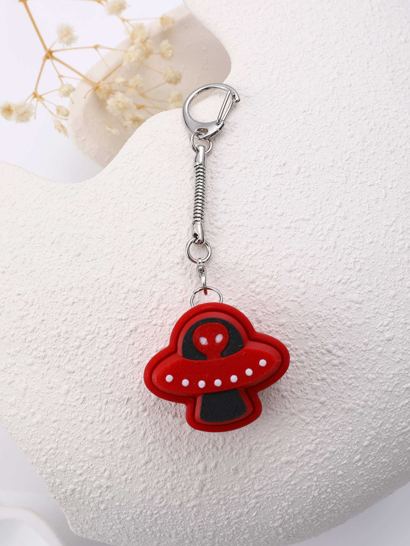 3D printed alien keychain - an adult stress relief toy with a portable anxiety-reducing gadget featuring a clickable keyboard design