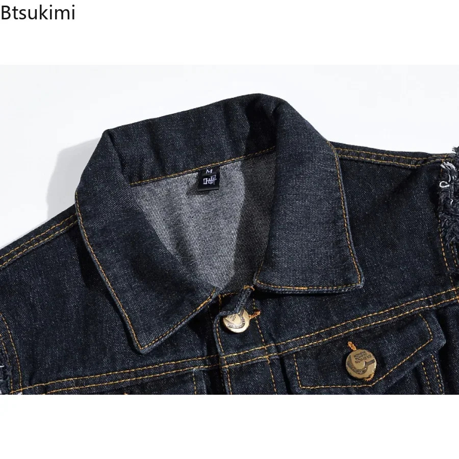 2025 Mens Fashion Jeans Sleeveless Jacket Vest Male Black Blue Denim Man Cowboy Outdoors Waistcoat 250725