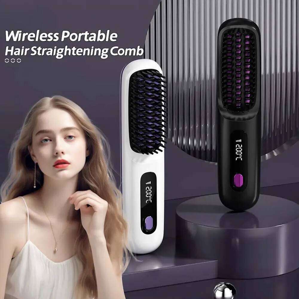 Electric LCD Usb charging portable and fashionable negative ion straight hair comb Styling Tool