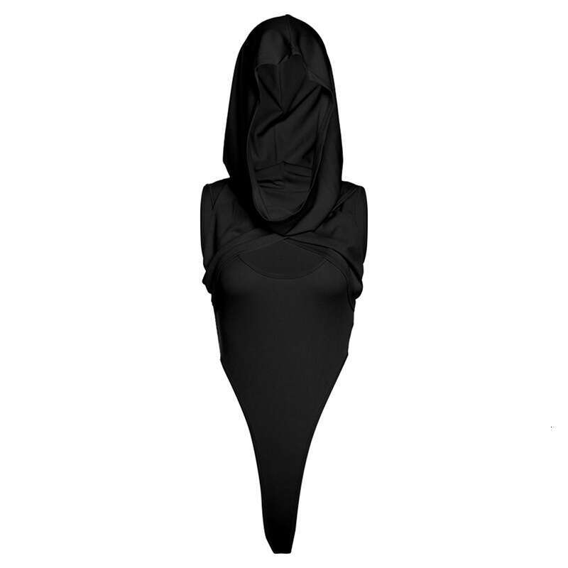 INS2024 Style Autumn Winter New Women's Solid Color Slim Street Fashion Hooded Sleeveless Jumpsuit f24