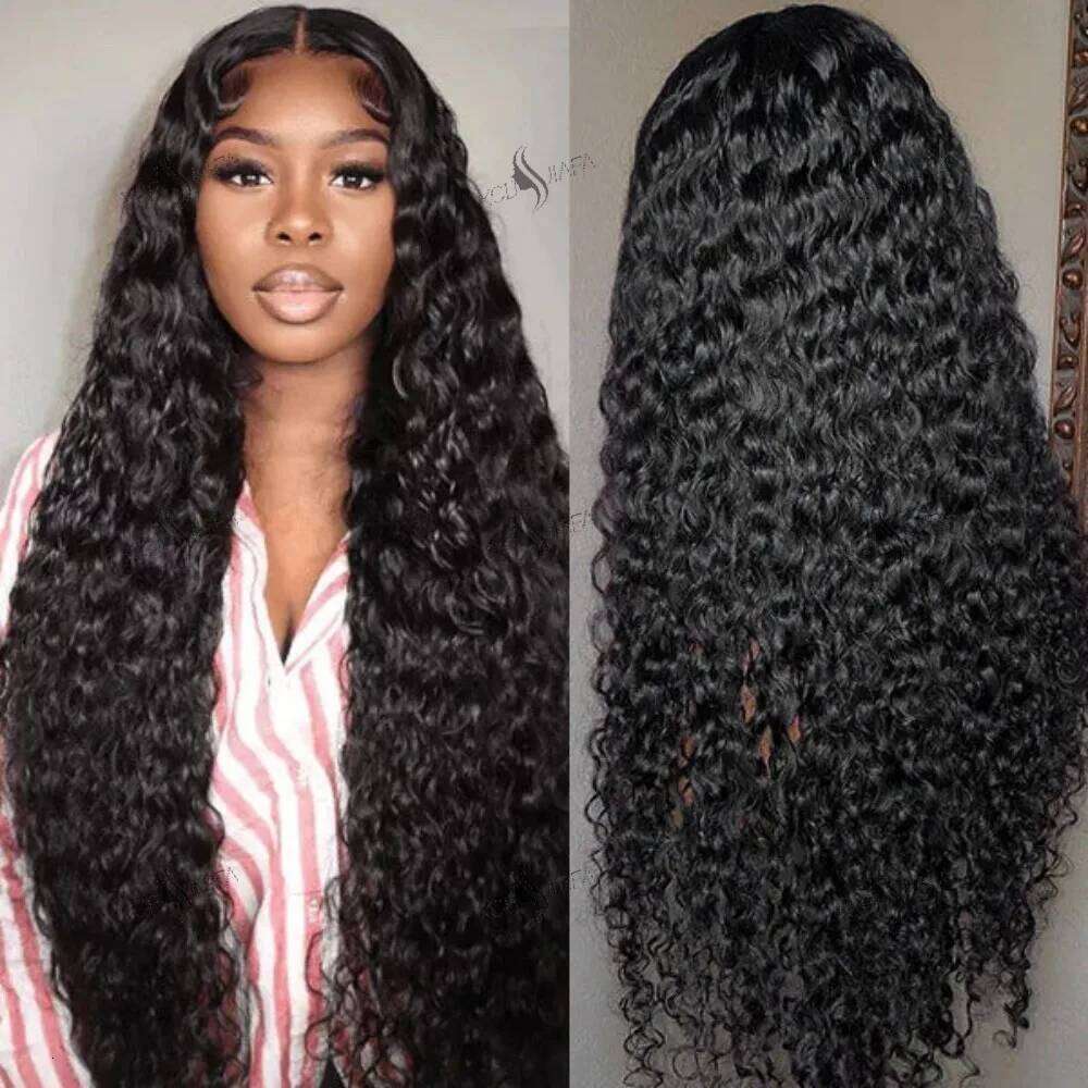 13x6 deep Curly Frontal Human Hair Wig 30 34 Inch Pre Plucked Deep Wave Lace Front Wigs 100 Brazilian human hair