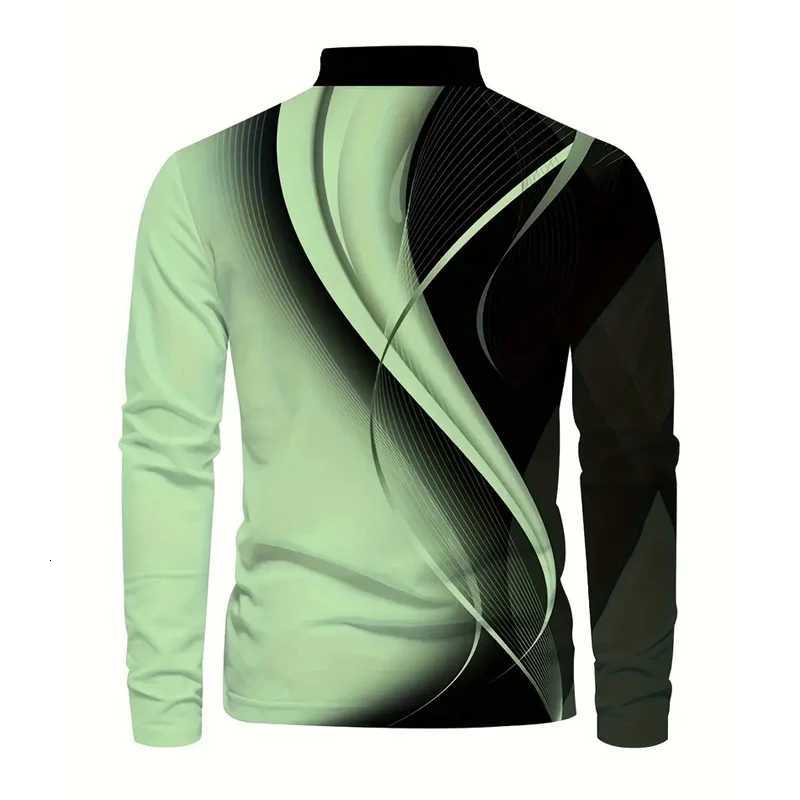 Men Clothes Long Sleeve 3D Digital Print Casual Polo Shirt Men Fashion Button Lapel Tops Polo Men Sport Golf Polo Shirt Resilient XJ250725