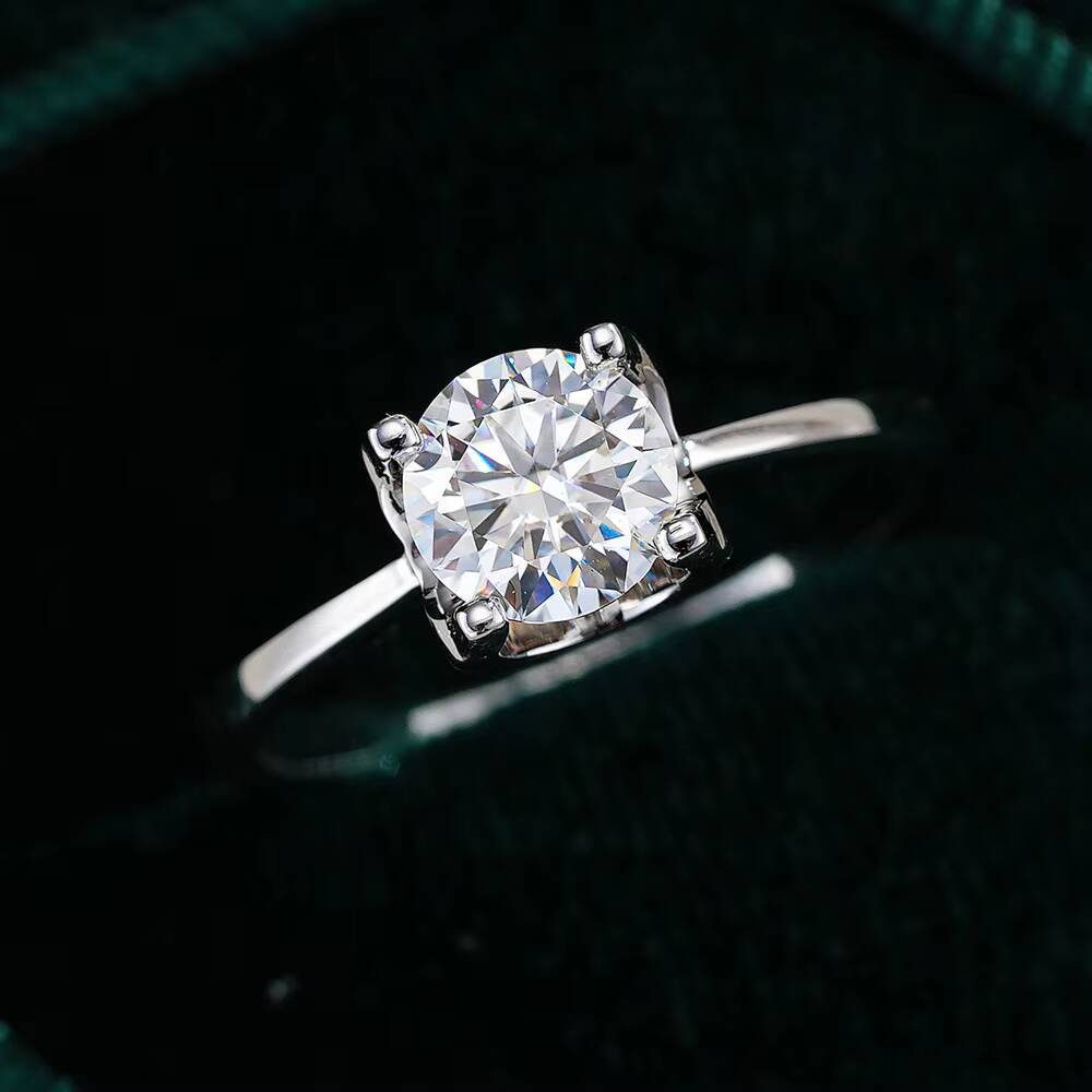 Wholesale S925 1ct Silver Ring VVS DEF White Four Prongs U Shape Claw Setting Moissanite Engagement Ring