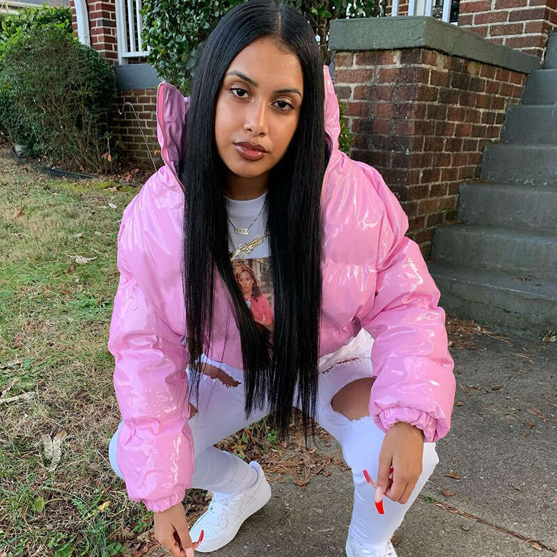 A20666t Women's Winter Fashion New Long Sleeve Zipper Cardigan Stand Collar Warm Mirror Casual B5