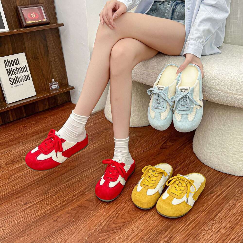 Designer Closed-Toe Half Slippers Summer Lazy Style Slip-On Mules Single for Women Outdoor Wear High-End Casual Shoes