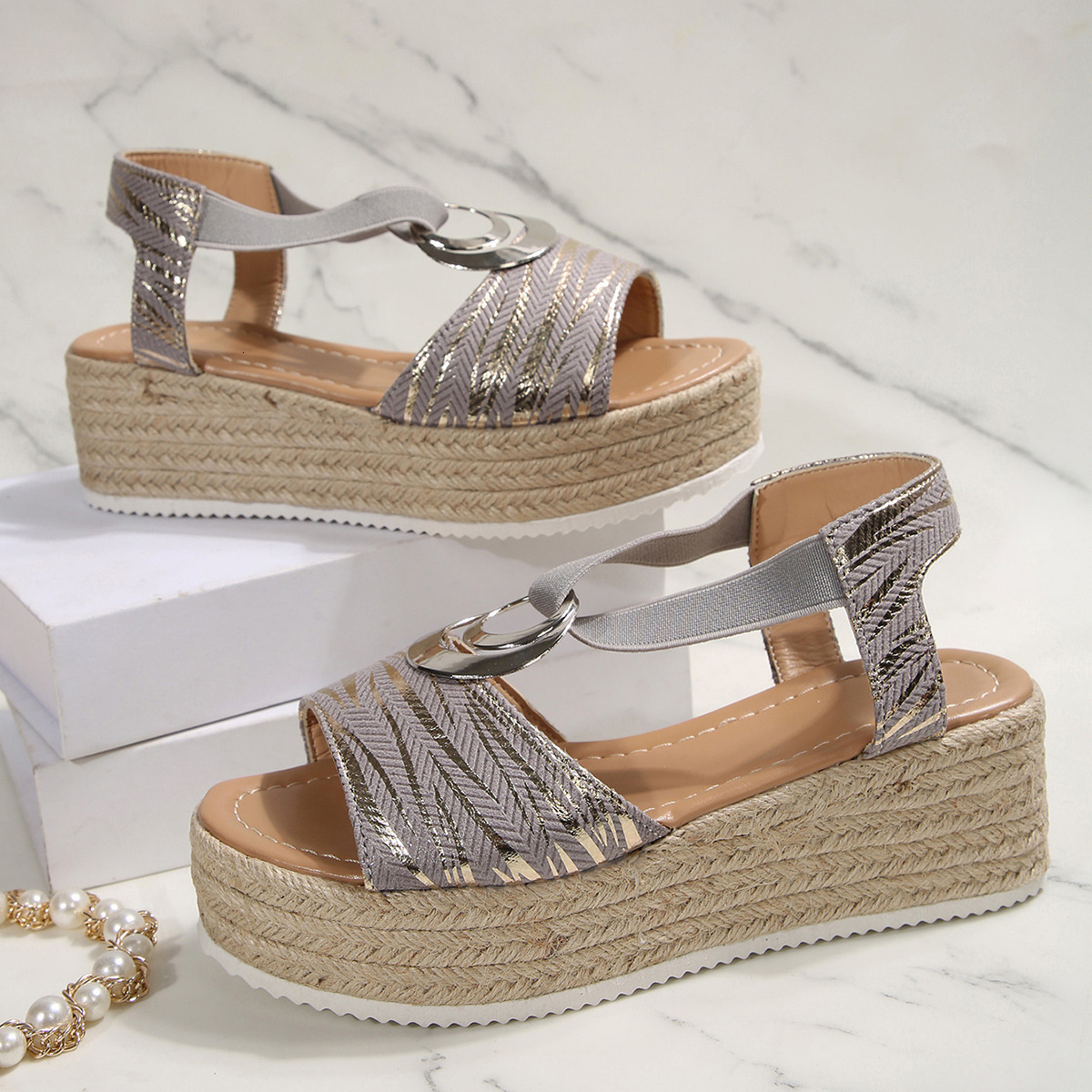 Ddmysports High Heel Plus Size For Women Summer New Platform Wedge Thick Sole Peep Toe Casual S Sandals Outdoor Shoes