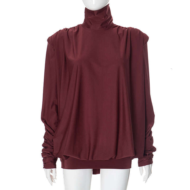 Fds300 Women's Autumn New Solid Color High Collar Long Sleeve Sexy Bodycon Dress B5