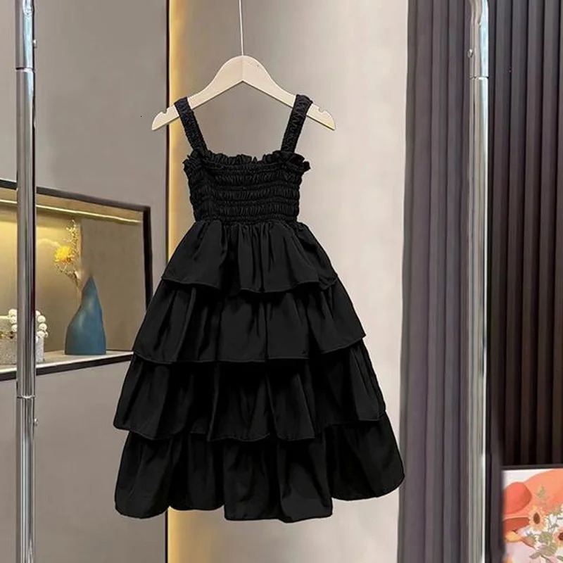 Summer Girls Dress Children Layers Slip Sling Long Gown Big Kids Birthday Party Dresses Teenager Sleeveless Casual Clothing 250725