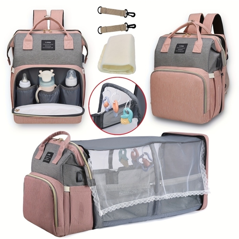 Mommy Bag Lightweight Portable Folding Crib Bed Largecapacity Travel Maternity Bags Baby Backpack Female Outing Bag w250724