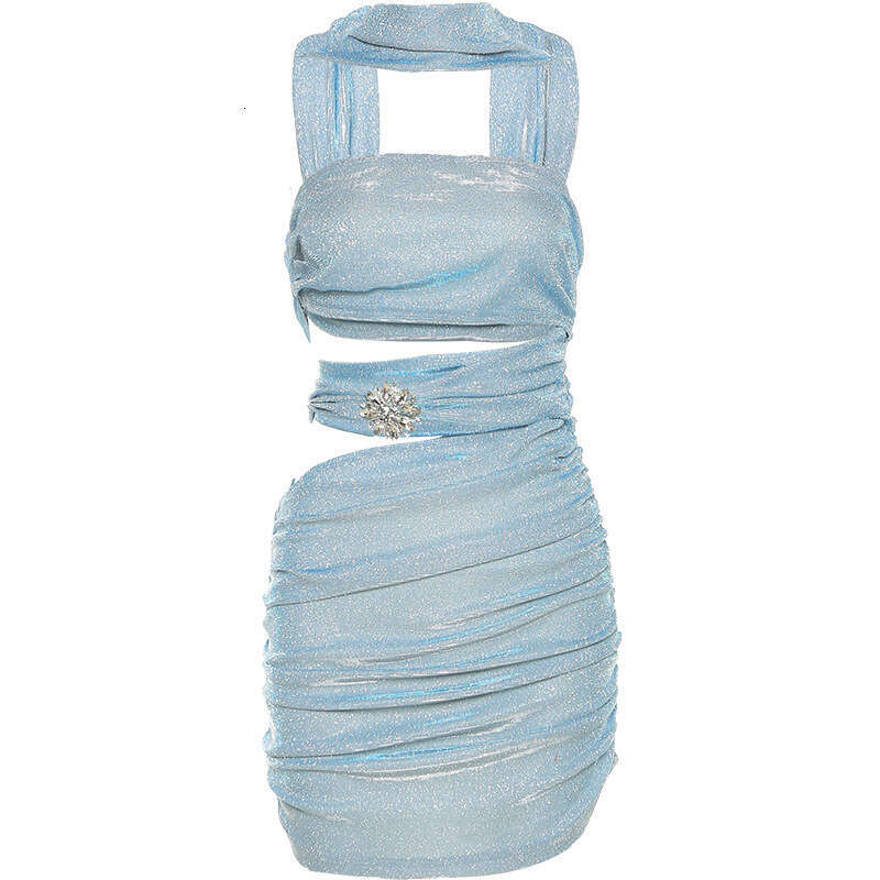 2023 Summer New Women's Street Fashion Sexy Halter Neck High Waist Dress 3d6