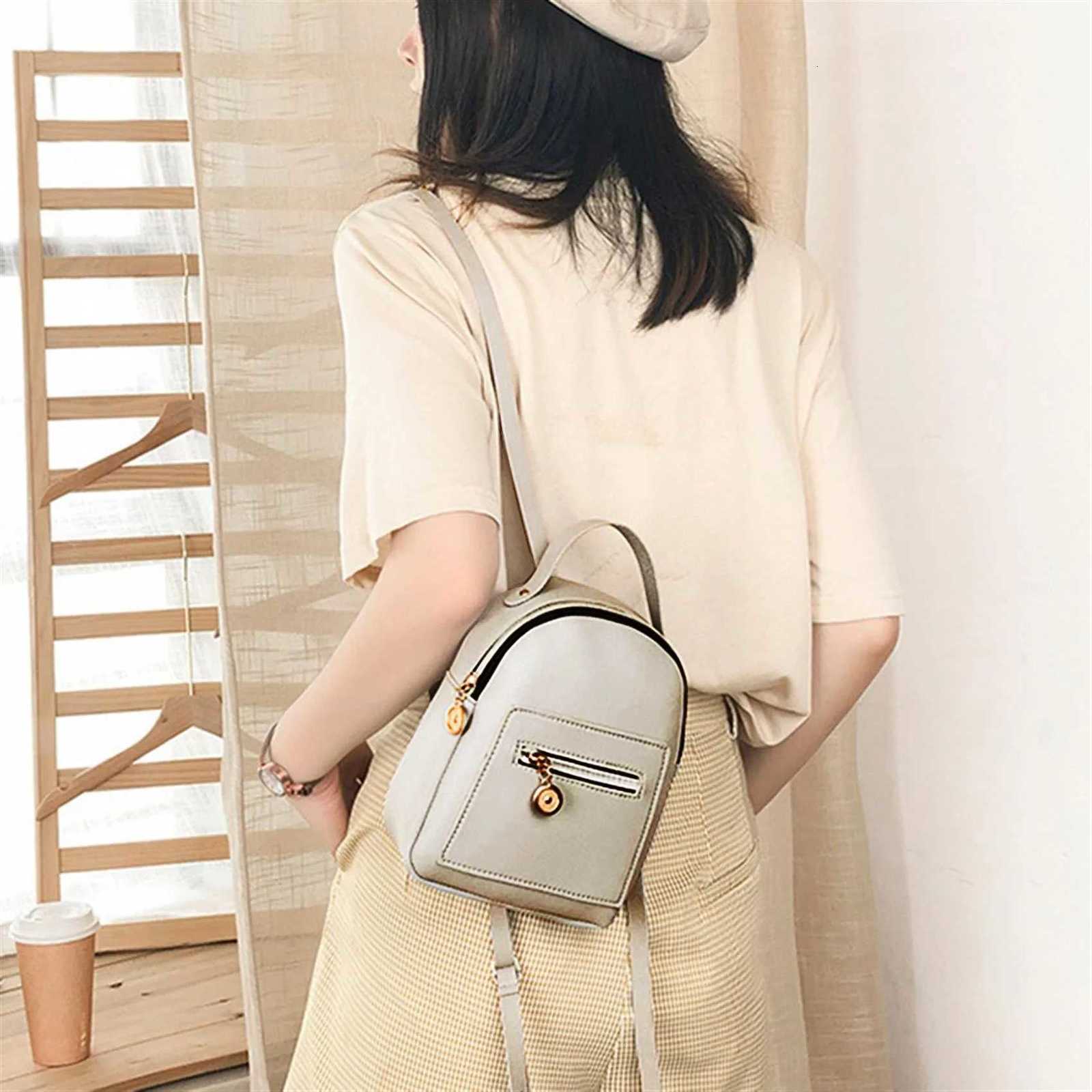 Mini Backpack for Women PU Leather Multi-functional Crossbody Bag Small Fresh Solid Color Ladies Pouch Pack Shoulder Bag NEW Y250724