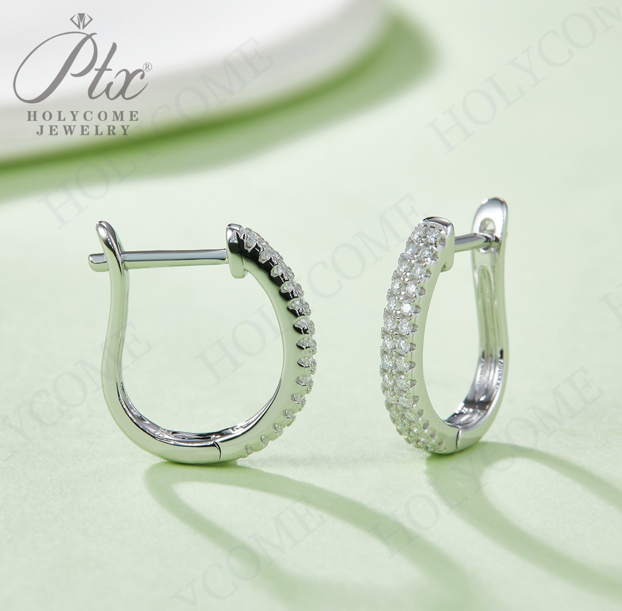 Original 925 Sterling Silver Women Small Size Hoop Earrings High Quality Shine Moissanite U Shaped Classic Style Earring For Women Jewelry Gift