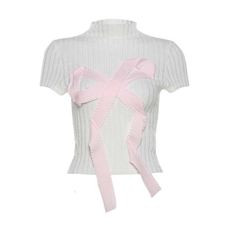 2024 Spring New Women's Solid Color Slim Fit Fashion Round Neck Regular Shoulder Short Sleeve Top adb