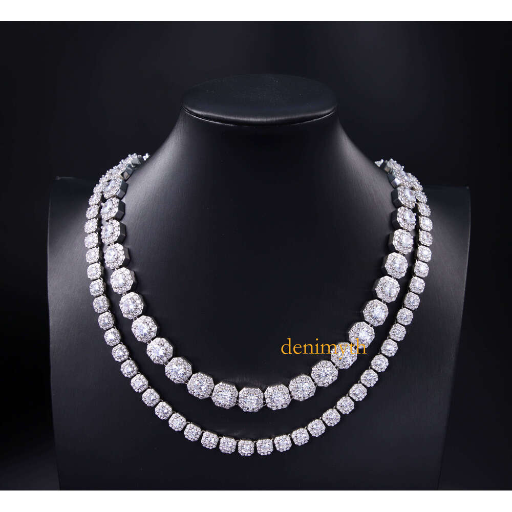 High Quality 8mm Cluster Tennis Dia Fine Jewelry Necklace VVS Moissanite Cuban Chain Sier Gold Plated Iced Out