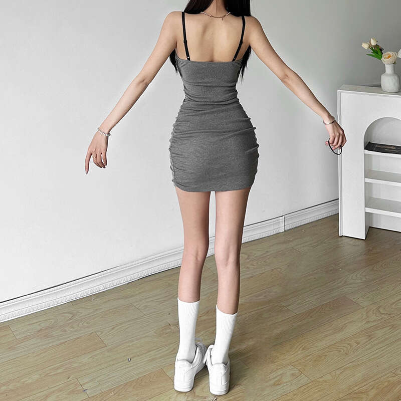 2024 Summer New Style Solid Color Sexy Strap Lace Edge High Waist Bodycon Dress for Women 561