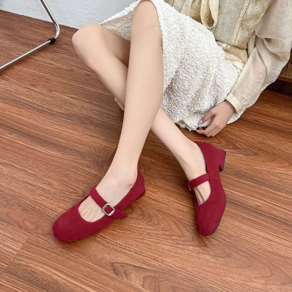 New High Heels Women, Outdoor Wear, High-End Chunky Heel Mary Jane Shoes, 2025 French Style Shallow Mouth Single Shoes for Women