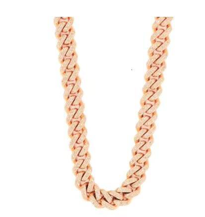 10mm Moissanite Cuban Link Chain 14K White Gold Three Tone VVS Best High-Polished Silver Icedout Chain for Pearl Necklaces