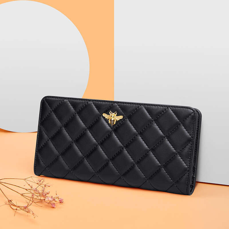 Emperor Paul Women's Long Genuine Leather Ultra-thin Wallet Card Holder Large Capacity Money Clip Simple Clutch
