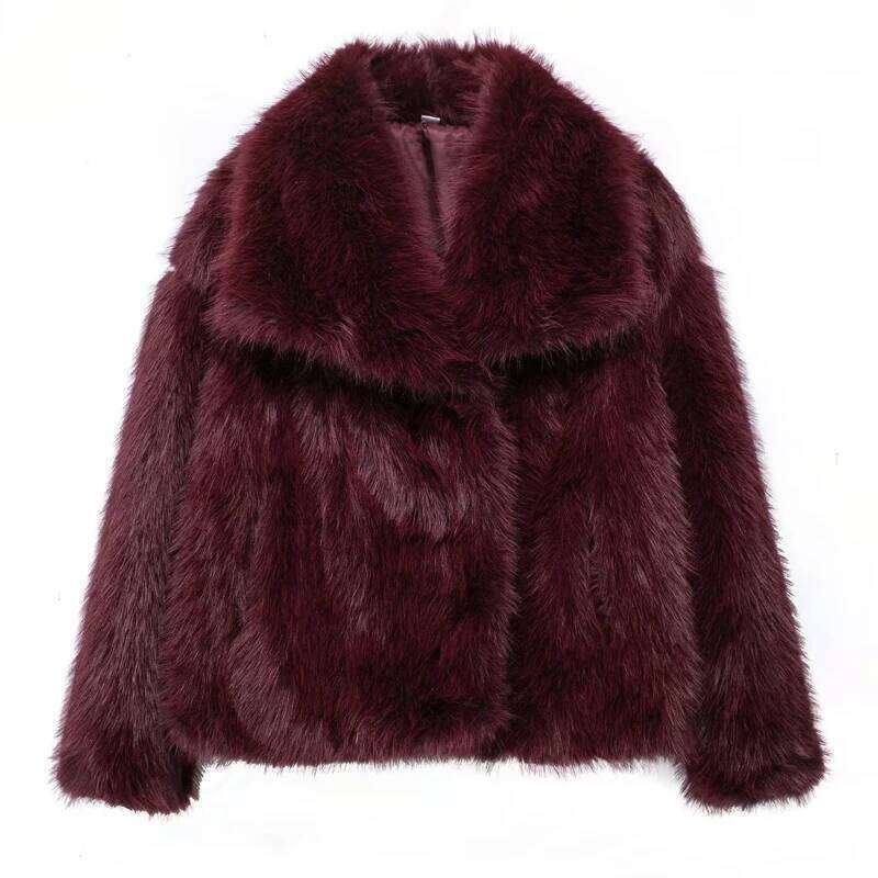 Woman New In Coats Autumn Plush Fluffy Jacket Warm Red Gray Black White Fur Coat Outerwears