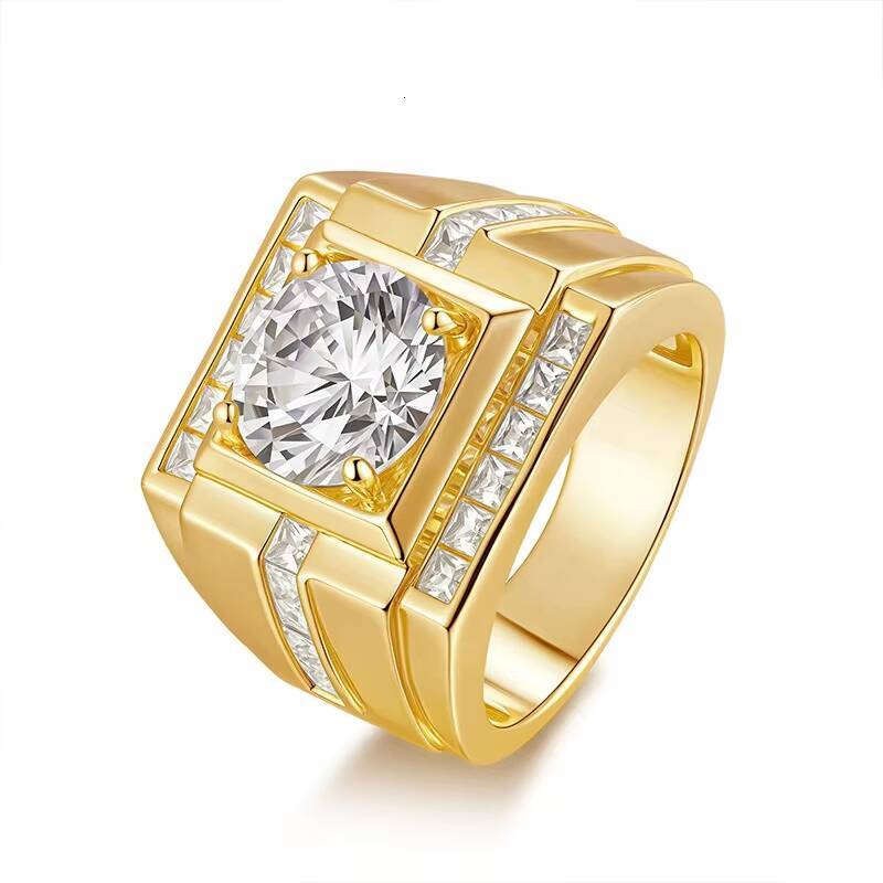Mens Moissanite Ring 925 Silver Plated with White Golden Finish No Fade High Quality Gemstone Jewelry