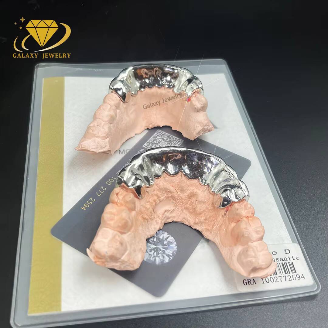 Hip Hop Jewelry Vvs Moissanite Diamond Teeth Grillz S925 10k 14k 18k Gold Silver Iced Out Grillz for Teeth