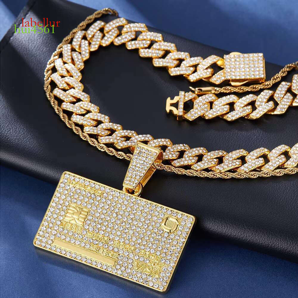 Heavy duty minimalist Vvs Moissanite big hip-hop ice cold credit card pendant sier Cuban chain necklace