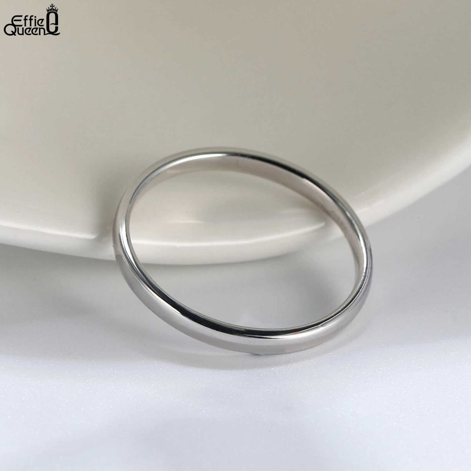 Effie Queen 925 sterling silver 14K gold 1/2/3mm stacked flat and smooth ring wedding ring finger decoration party gift SR74 W250417