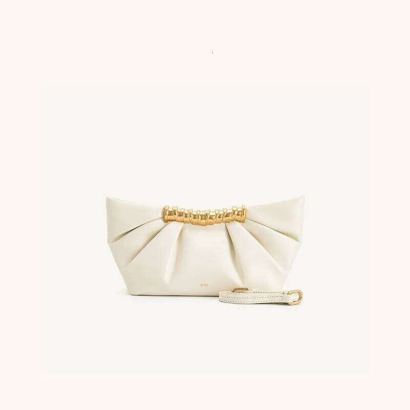 French Women's Small Pleated Handbag, Metal Fashionable High-End Banquet Shoulder Crossbody Bag