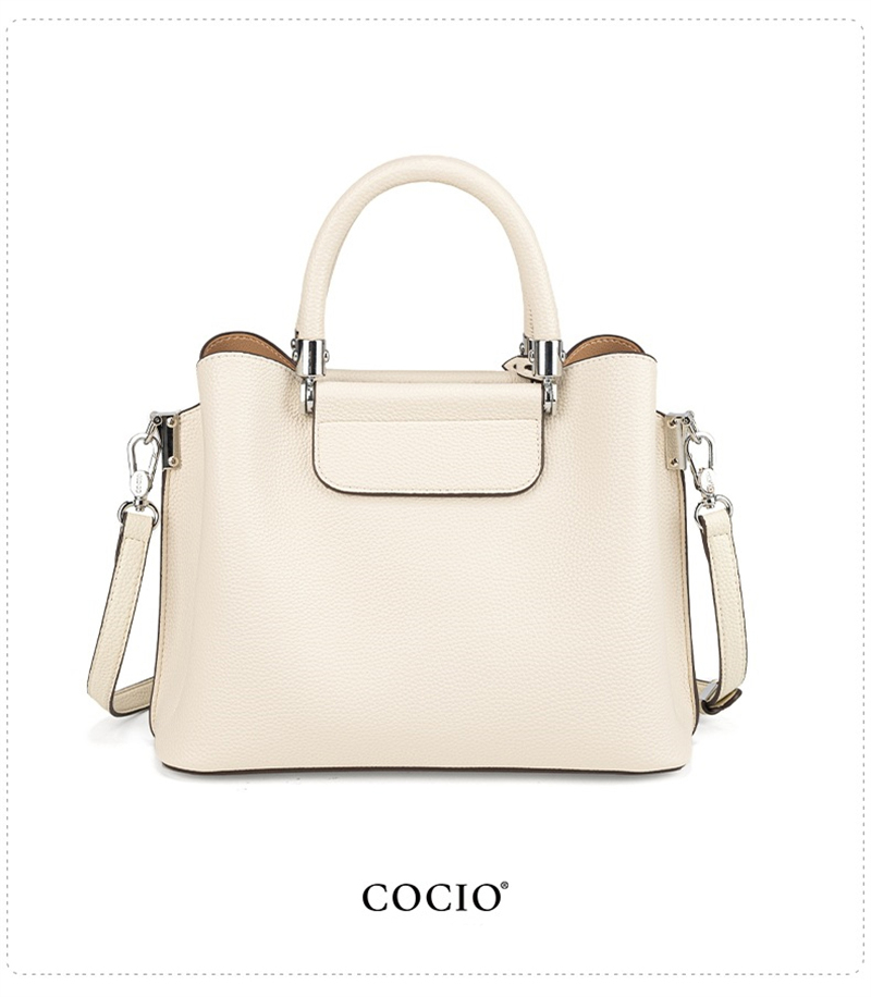 COCIO designer Shoulder Bags New minimalist versatile large capacity fashionable casual bucket bag hot genuine leather womens bag black white