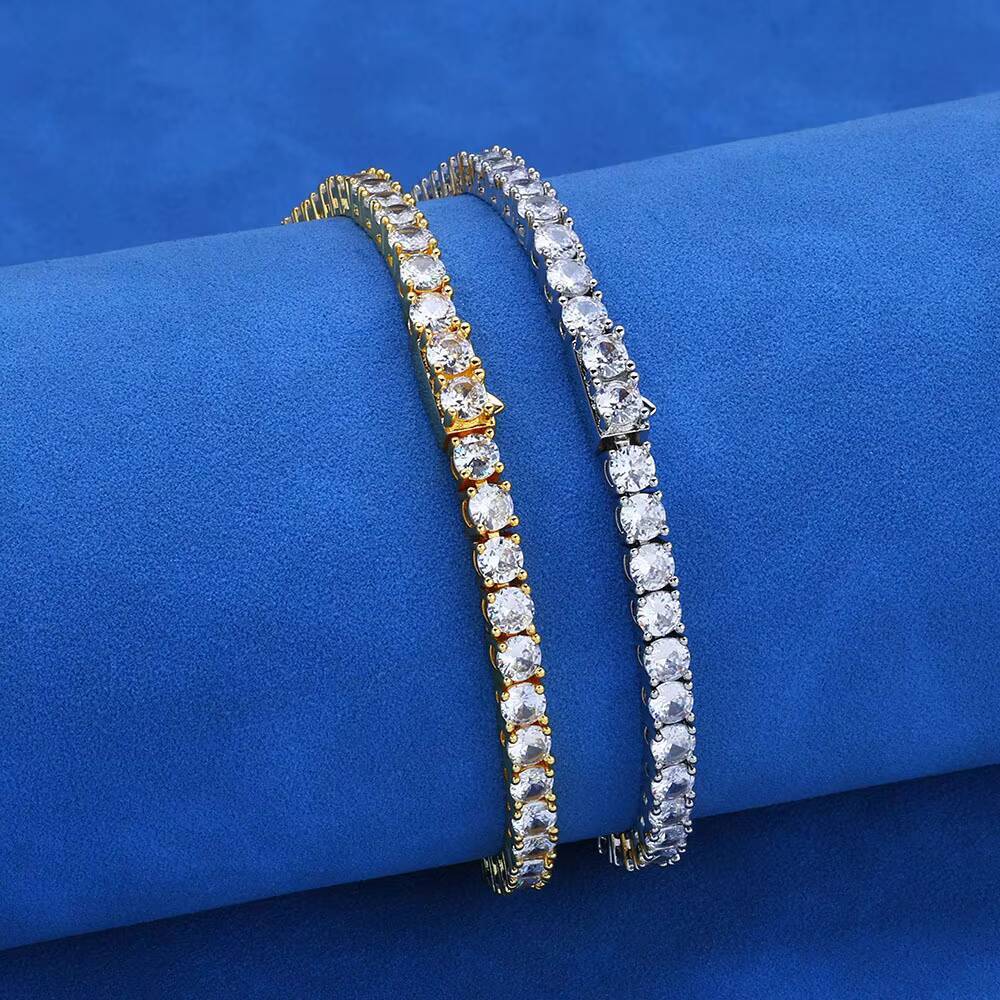 Hip Hop 925 Sterling Silver Bracelet Iced Out Tennis Chain Bracelet for Men Women VVS D Color Moissanite Diamond Bracelet