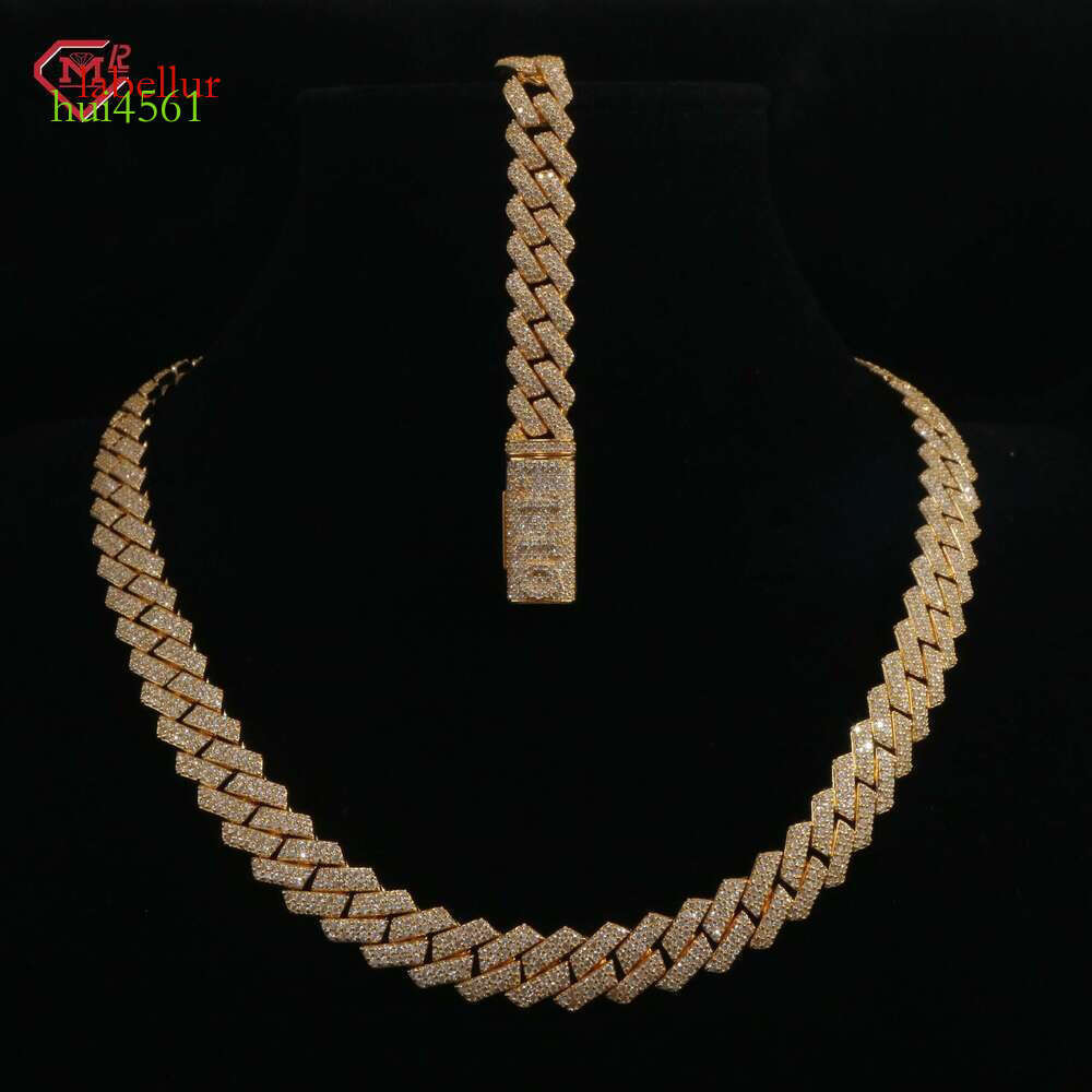 Hip hop 10mm Silicon Fang Set, Pure Sier VVS Cuban Chain