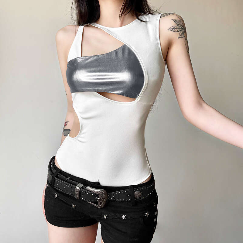 2025 Women's Spring New Street Fashion Sexy Hollow Out Patchwork Jumpsuit for Women 93e