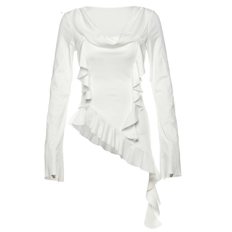 INS2024 Autumn New Women's Solid Color Slim Street Fashion Square Neck Long Sleeve Top eb7