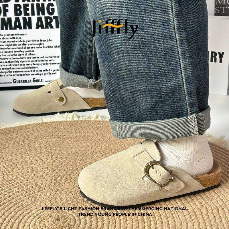 Jifffly Birkenstock Shoes for Women 2025 Summer New Style Outdoor Slip-On Thick Sole Full Cover Toe Half Slippers