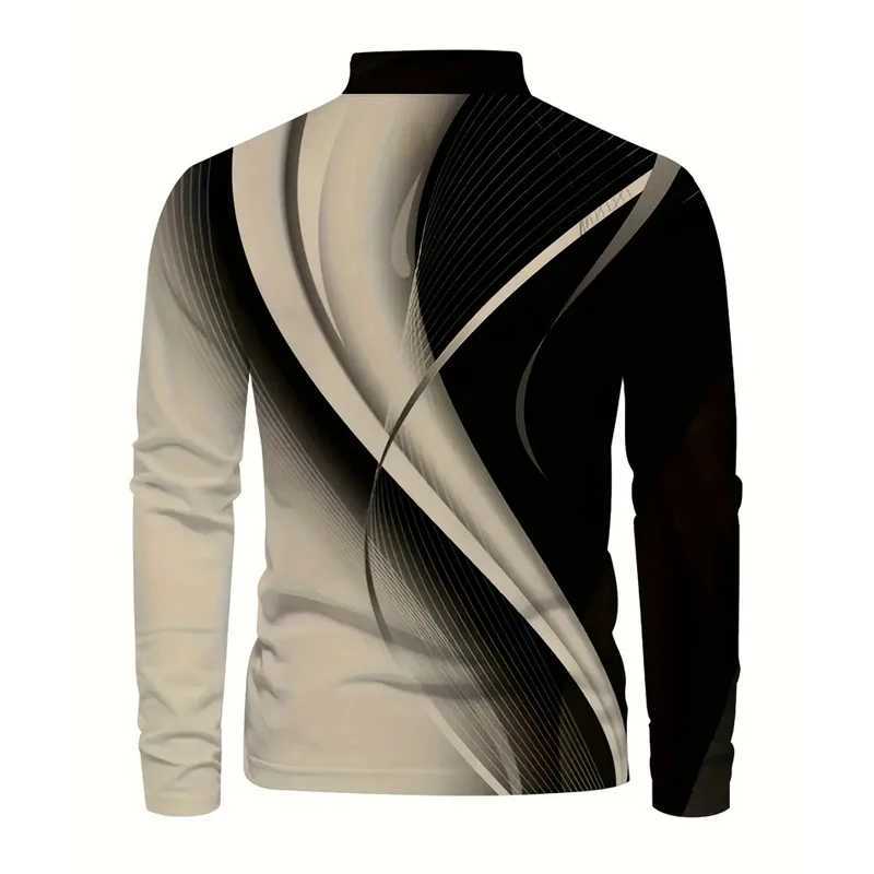 Men Clothes Long Sleeve 3D Digital Print Casual Polo Shirt Men Fashion Button Lapel Tops Polo Men Sport Golf Polo Shirt Resilient XJ250725